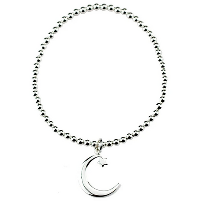 Women 925 Silver Elastic Moon Bracelet By ILLARIY