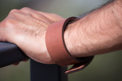 Men Tan Leather Blank Bracelet By ILLARIY