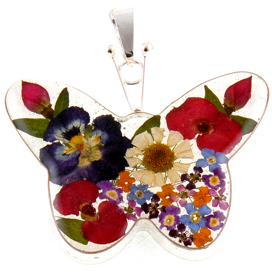 Butterfly Garden Flowers 925 Silver Pendant By ILLARIY