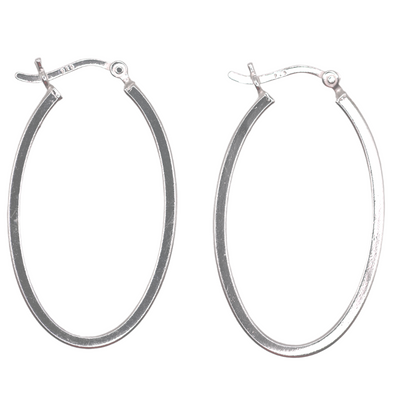 Oval Hoops Earrings 925 Silver By ILLARIY