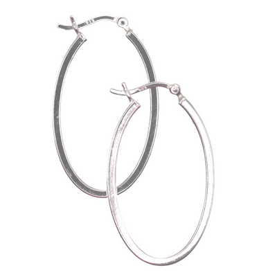 Oval Hoops Earrings 925 Silver By ILLARIY