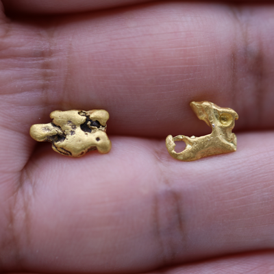 Australian Raw Gold Nugget Studs In 23 Karat - High Grade - By ILLARIY x RAWGOLD (4AB)