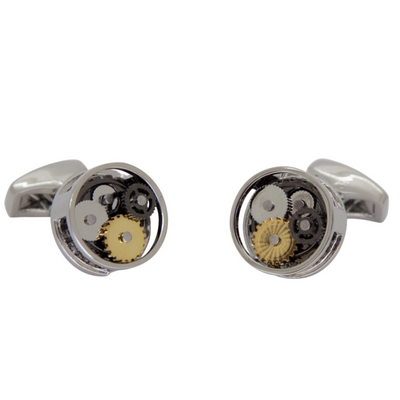 Round Silver Watch Cog Cufflinks By ILLARIY