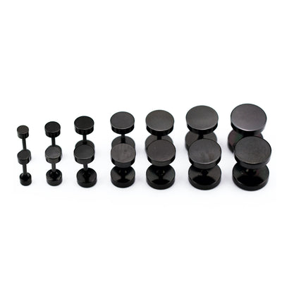 2 Pairs Stainless Steel Black Round Screw Studs By ILLARIY