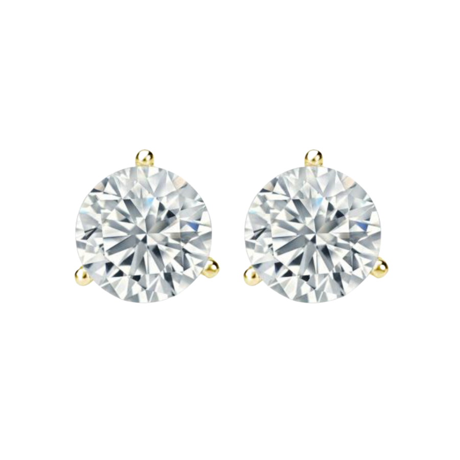 14K Yellow Gold 1/3 CTW Natural Diamonds, 3 Prong Martini Studs by ILLARIY