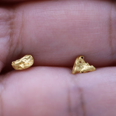 Australian Raw Gold Nugget Studs In 23 Karat - High Grade - By ILLARIY x RAWGOLD (9AB)