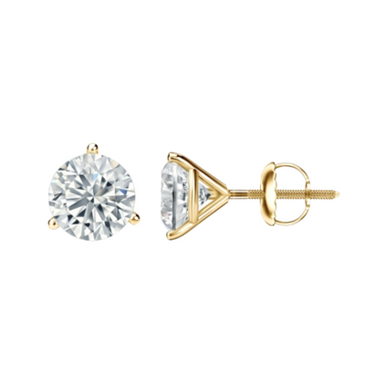 14K Yellow Gold 1/3 CTW Natural Diamonds, 3 Prong Martini Studs by ILLARIY