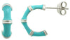 Turquoise Enamel 925 Silver Open Hoop Earrings By ILLARIY
