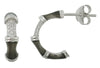 Grey Enamel & CZ 925 Silver Open Hoop Earrings By ILLARIY