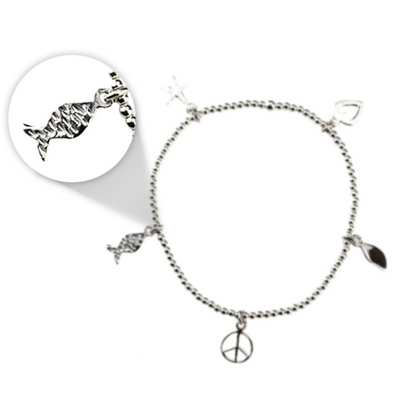 Women 925 Silver Elastic 5 Charms Bracelet By ILLARIY