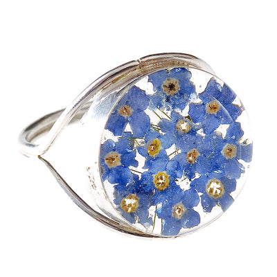 Blue Flowers 925 Silver Ring By ILLARIY