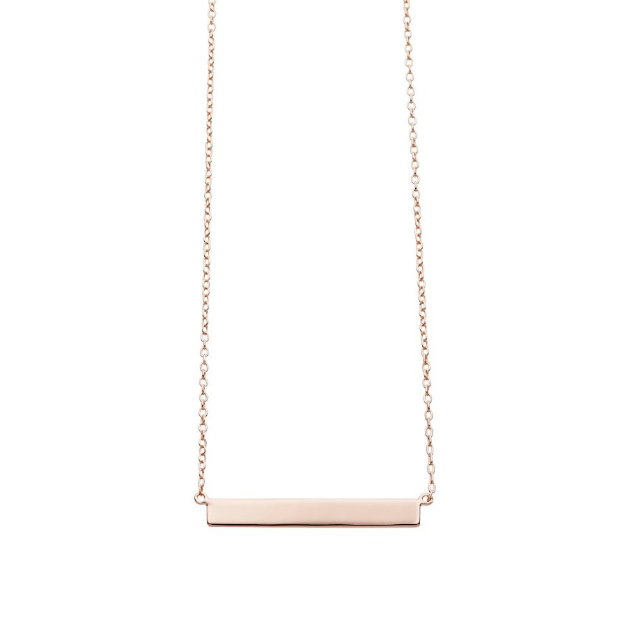 Women 925 Silver Rose Gold Plated Engravable Bar Handmade Necklace By ILLARIY