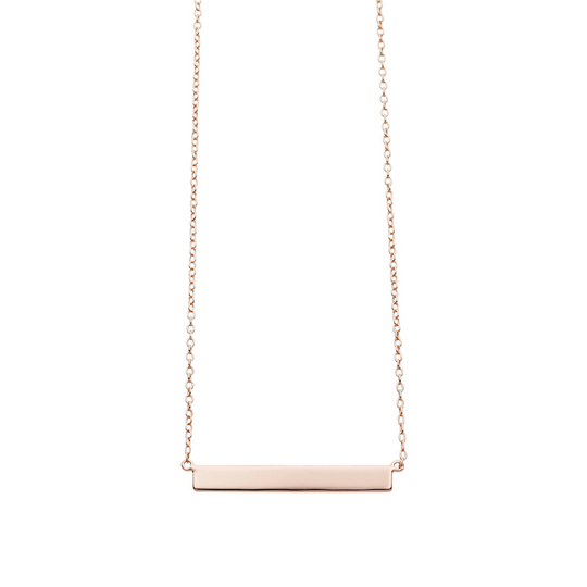 Women 925 Silver Rose Gold Plated Engravable Bar Handmade Necklace By ILLARIY