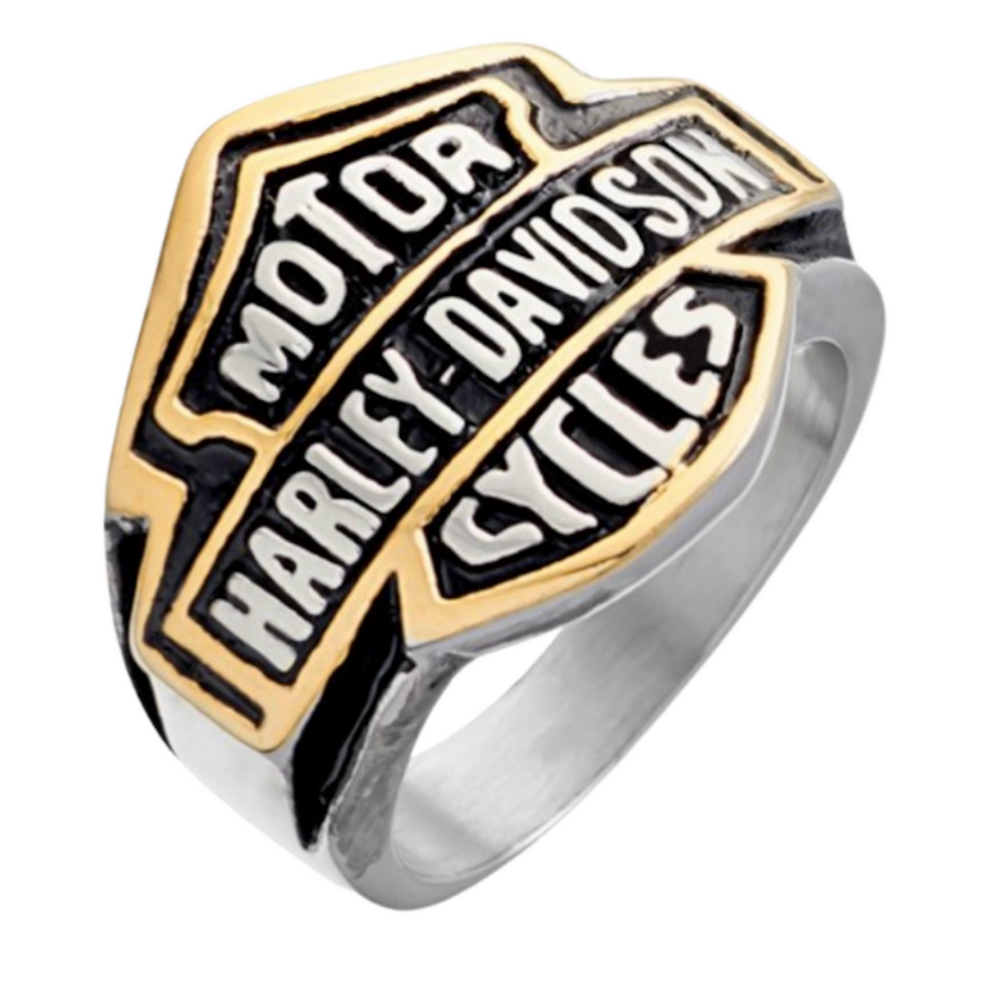 Harley-Davidson Stainless Steel Ring With Gold Trim | ILLARIY Rings