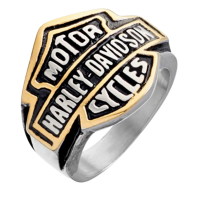 Men Stainless Steel Harley-Davidson Gold Ring By ILLARIY