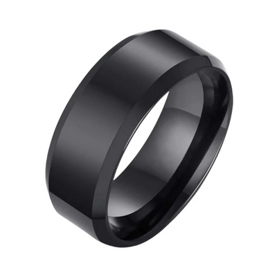 Men Stainless Steel Black Ring By ILLARIY
