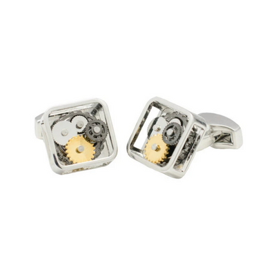 Square Silver Watch Cog Cufflinks By ILLARIY