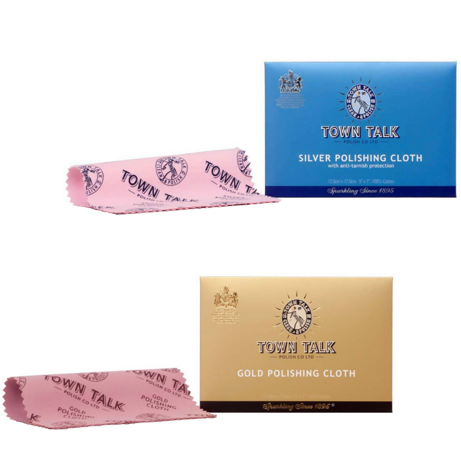 Town Talk Original Anti-Tarnish Silver & Brilliant Gold Polishing Cloth (12.5cm X 17.5cm each) By ILLARIY