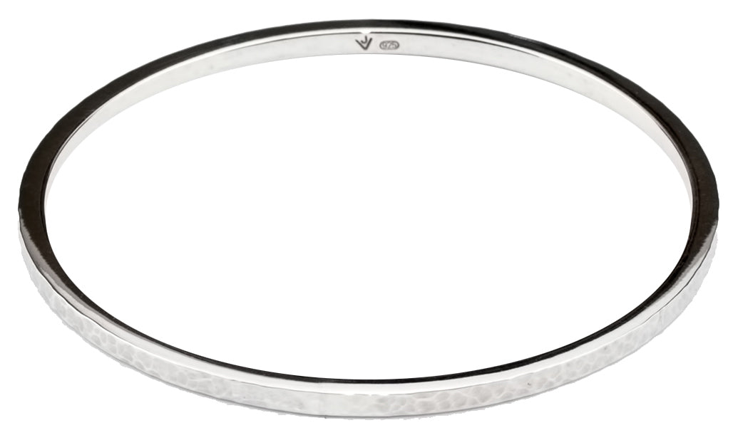 Women 925 Silver Solid Square Hammered Bangle By ILLARIY
