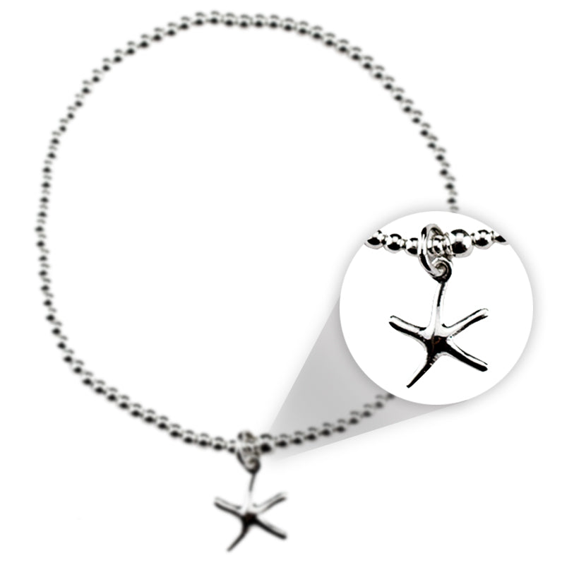 Women 925 Silver Elastic Starfish Bracelet By ILLARIY