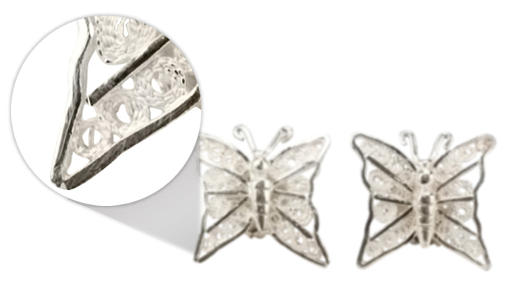 Butterflies 925 Silver Filigree Studs By ILLARIY