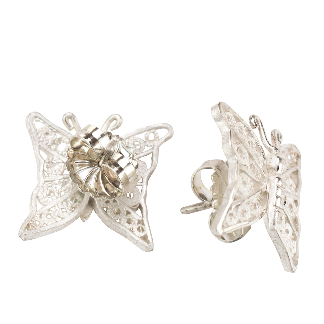 Butterflies 925 Silver Filigree Studs By ILLARIY