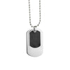 Men Stainless Steel Dog Tag With Black Carbon Fibre and 70cm Necklace By ILLARIY