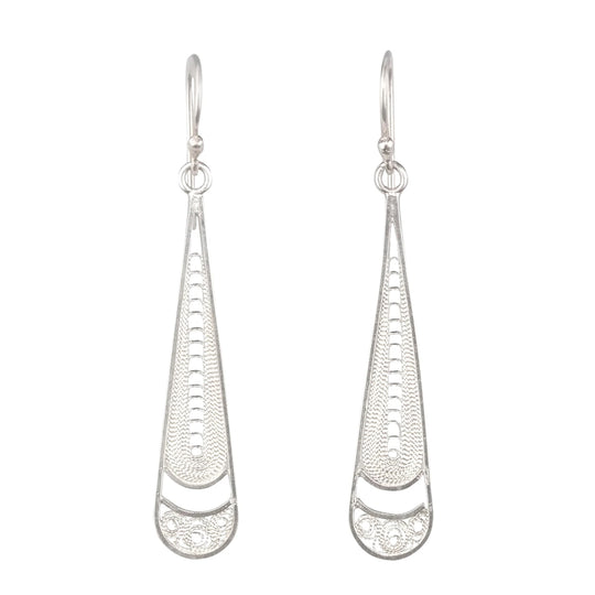 Drop 925 Silver Filigree Earrings By ILLARIY