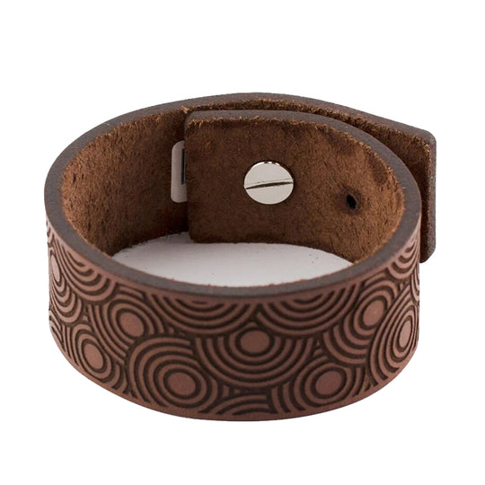 Men Tan Leather Circles Bracelet By ILLARIY