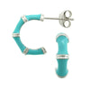 Turquoise Enamel 925 Silver Open Hoop Earrings By ILLARIY