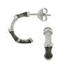 Grey Enamel & CZ 925 Silver Open Hoop Earrings By ILLARIY