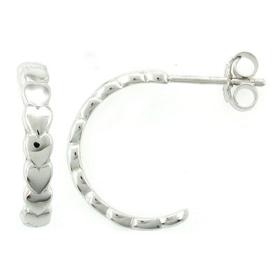 Heart  Open Hoop Earrings 925 Silver By ILLARIY