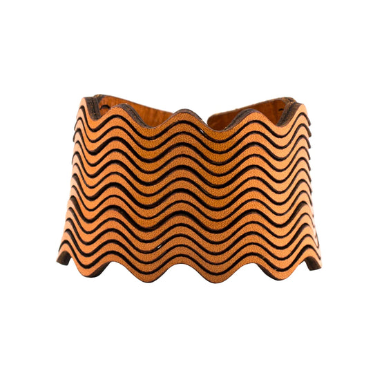 Women Handmade Orange Leather Bracelet By ILLARIY