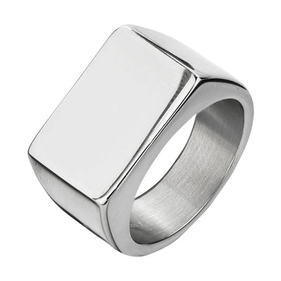 Men Stainless Steel Rectangular Signet Ring By ILLARIY