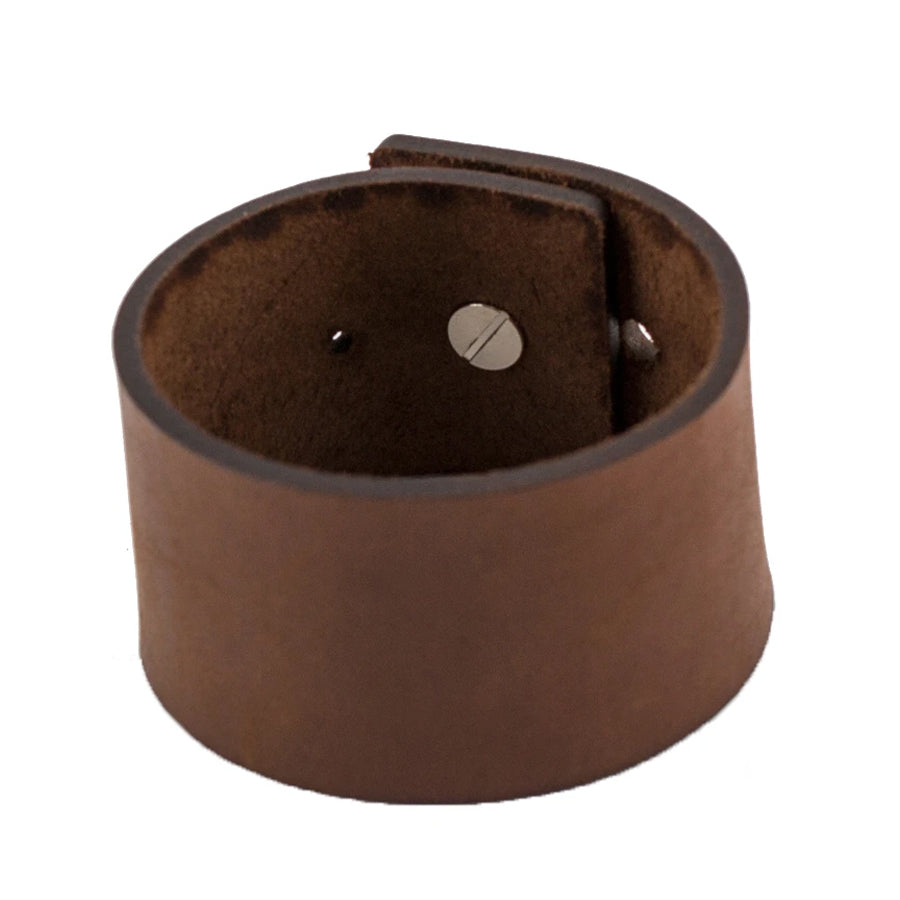 Men Tan Leather Wider Blank Bracelet By ILLARIY